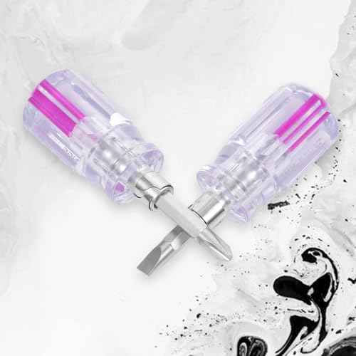 2 PCS Mini Short Stubby Screwdrivers Set, Flat & Phillips Head Short Screwdriver, Compact Pocket Magnetic Dual End Screwdrivers for Tight Spaces Computer Glasses Sewing Machine and DIY Repairing