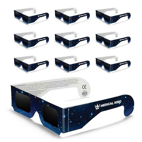 Medical king Solar Eclipse Glasses (10 pack) 2024 CE and ISO Certified Safe Shades for Direct Sun Viewing Approved 2024