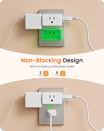 LENCENT 2 Pack 2 Prong to 3 Prong Outlet Adapter Wall Plug Extender