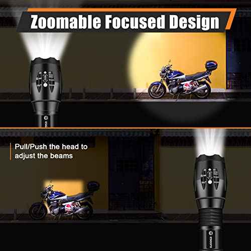 Esgofo LED Flashlights 2 Pack Bright Powerful EDC Handheld Flash Lights, High Lumens Pocket Linterna, 5 Modes, Waterproof, for Gift Survival Emergency Camping