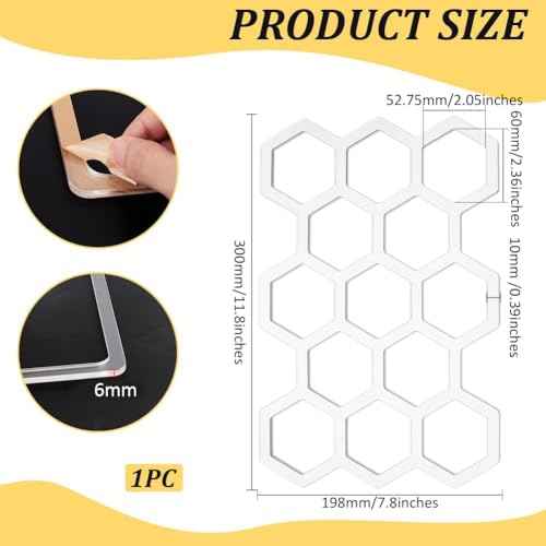 MAYJOYDIY Honeycomb Transparent Acrylic Templates 11.7x7.8 Inch Honeycomb Router Template Acrylic Hexagon Woodworking Template for Painting Graffiti Handicraft Decorative Design