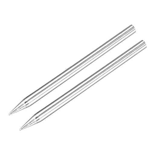 uxcell 3.4x67mm Lead-free Soldering Iron Tip Replacement Solder Conical Tip Welding Equipment for Soldering Silver 30W 2pcs