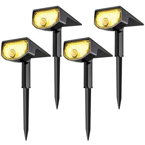 AloftSun Solar Motion Sensor Outdoor Lights,Waterproof Motion Sensor Spot Lights- 30 LED/3 Modes Solar Powered Spotlights,Landscape Lighting for Yard and Garden,Warm White,4 Pack