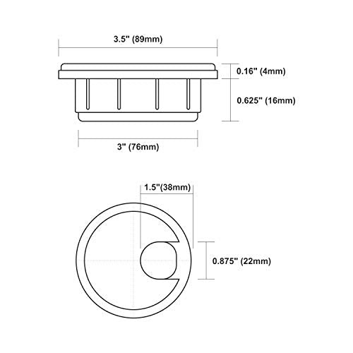 5 Pack Rok 3-Inch Black Cable Grommet Desk Hole Cover for Wire Management