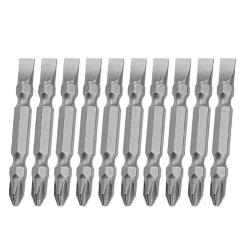 10Pcs Magnetic Slotted Phillips Double Ended Screwdriver Bits PH2/SL6, #2 Phillips and #6 Slotted Dual Head Screw Driver Bits Set with 1/4 inch Hex Shank for Power Tools (2 inch Length)