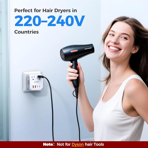 DOACE 2000W Travel Voltage Converter US to Europe - White
