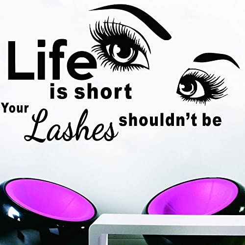 Removable Eyelash Wall Decal ? 17"x28" PVC Inspirational Quote Sticker with Eyes and Lashes ? Ideal for Beauty Salon, Makeup Studio, Lash Bar, Vanity Wall, or Cosmetologist Decor (JWH240-lashes)
