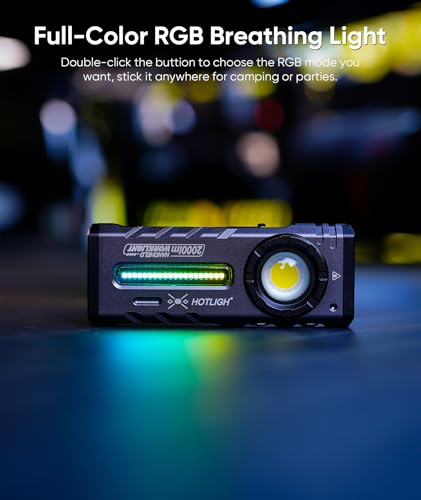 Rechargeable LED Flashlight 2000 Lumens with RGB & UV Light, Magnetic & Waterproof for Outdoor & Car Repair