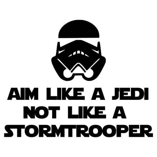 Minglewood Trading Aim Like a Jedi not a Stormtrooper Black Custom Vinyl Decal Sticker 7" x 5.5" Toilet Sign