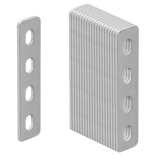 20 Pack Flat Steel Mending Plates with Slots for 5/16" Bolts - Reinforcing Brackets