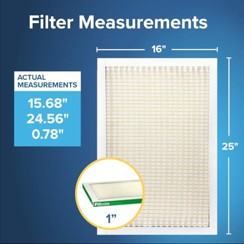 Filtrete 16x25x1 MERV 8 Air Filter 4-Pack, Pleated HVAC Filter with Smart App Compatibility