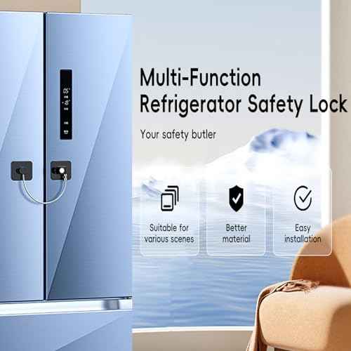 2 Pack Refrigerator Door Locks, Child Proof Fridge Lock for Kitchen Freezer, Cabinets and Drawers, Air Oven Air Fryer, Closets, Windows, Doors-No Tools Need or Drill (Patent)