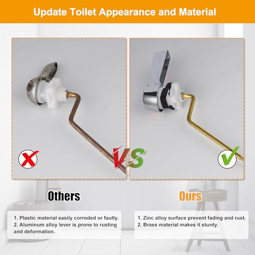 Hibbent Chrome Side Mount Toilet Handle Replacement Kit - Universal Brass Flush Lever
