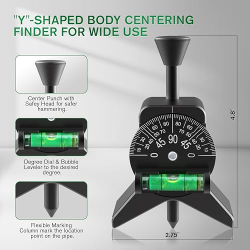 Pipe Center Finder, Pipefitter Tools w/Magnetic Centering Head,