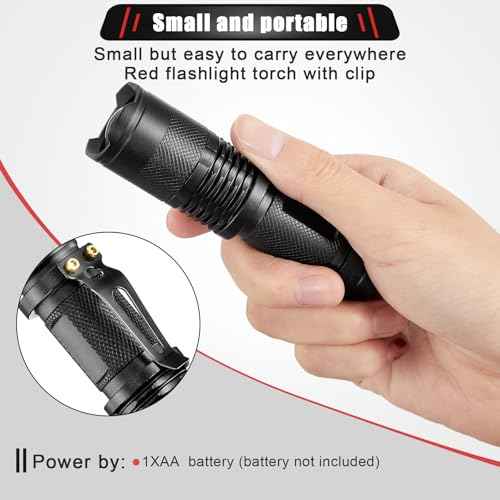 Honoson 2 Pieces Red Light Flashlight LED Single Mode Torch 1 Mode Scalable Red Lens Filter Flashlight for Night Astronomy Aviation Observation Beach Turtle Safe