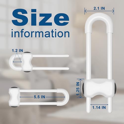 Baby Safety Cabinet Locks 4 Pack - Child Proof Latches for Cabinets & Drawers, White, Tool-Free Installation