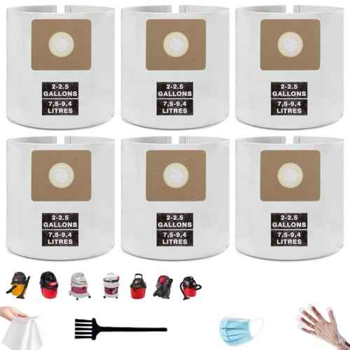 6 Pack 90668 Vacuum Bags for Shop-Vac 2-2.5 Gallon - Type B Filter Bags Fits Models 2036000, 9303511, QAM70, L250 - Replaces 9066800, 9066833