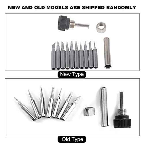 900M-T Series Copper Base Solder Iron Tips Set Electroplating Iron and Replaceable Low Temperature Soldering Shape I B K 1.2D 1.6D 2.4D 3.2D 2C 3C 4C[10 pcs Tips +1 Retaining