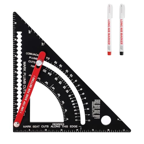 7 Inch Aluminum Adjustable Carpenter Square Rafter Framing Square with Pencils