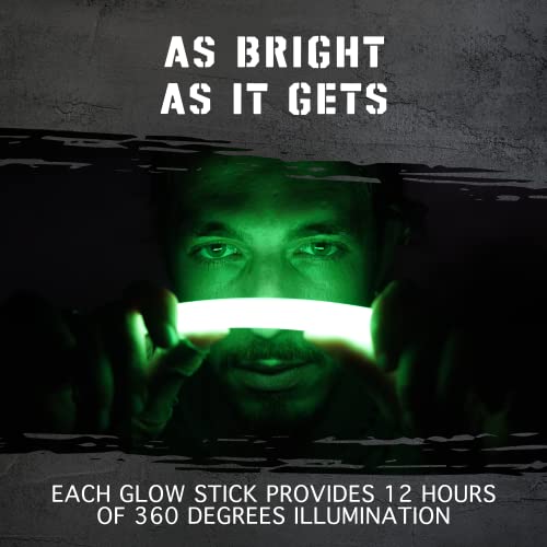 Glow Mind 12 Pack Green Emergency Glow Sticks - 12 Hours Bright Survival Lights