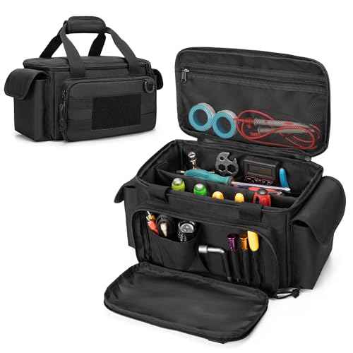 Small Tool Bag with Anti-friction and Thick Padded Bottom, Tool Storage Organizer for Men, Tactical Bag, Range Bag, Multi-functional Work Tote for Repairman, Electrician, Carpenters, Handyman