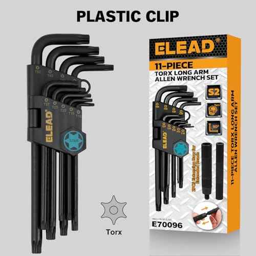 ELEAD 11-Piece Torx Star Allen Wrench Set with Extension Bar, Long Arm Torx Key Set T10-T50, Heat-Treated S2 Steel
