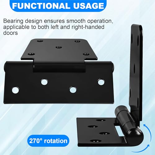 Inchoco Heavy Duty 3.5-Inch Black Gate Hinges 4 Pack - Rust-Resistant Industrial T Hinges for Barn, Shed, Wooden Gates & Fences