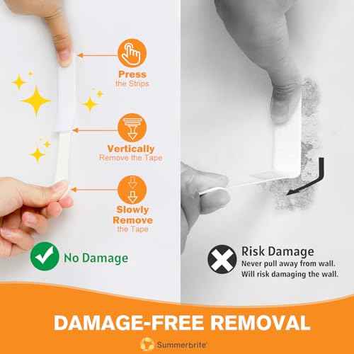Picture Hanging Strips 40 Strips, Damage Free Removal, Wall Poster Picture Hangers Without Nails, Sticky Hook & Loop Adhesive Strips for Poster/Picture/Home/Office, 20 Pairs/Medium, White