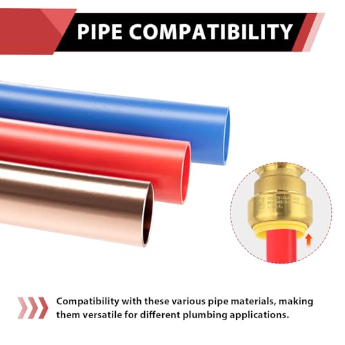 EFIELD 1/2 Inch Push-Fit Brass Straight Coupling - Pack of 10, Model P10, Lead-Free, Compatible with Copper, PEX, CPVC