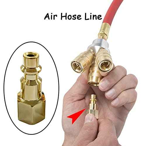 10PCS 1/4 Inch NPT Male & Female Industrial Air Hose Quick Connect Plug Brass Finish Air Compressor Pneumatic Coupler Fitting Adapter