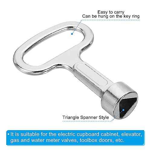 PATIKIL 8mm 9mm Triangle Socket Spanner Key, 1 Set/4Pcs Electrical Cabinet Gas Water Meter Key for Elevator Emergency Lift Door Triangle Panel Lock, Silver