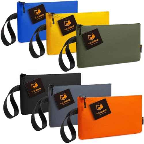 1120 Canvas Tool Pouch, Heavy Duty Small Tool Bag with Custom Zipper, Multipurpose Tool Pouches 6 Pack