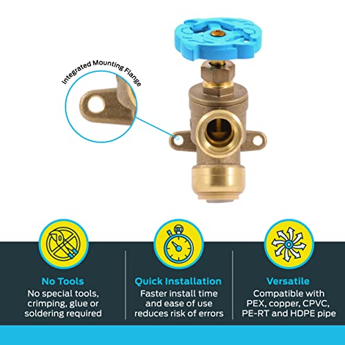 SharkBite 3/4 in. PTC x 3/4 in. MHT Brass Garden Valve - Multi-Turn, Push Connect