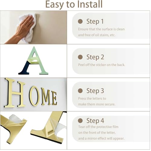 HXymxkeqi A Large 3D Acrylic Letter Wall Sticker - Light Gold, 20cm, Self-Adhesive