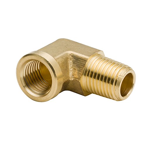 Legines 1/4 Inch Brass Street 90 Degree Elbow Pack of 2 - NPT Male to Female Fittings