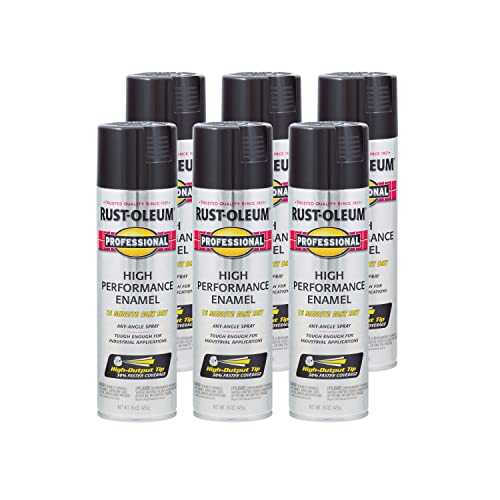 Rust-Oleum Professional High Performance Gloss Black Spray Paint 15oz Pack of 6