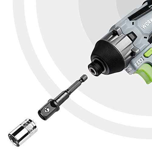 WORKPRO 3-Piece Socket Adapter Extension Set, 1/4, 3/8, 1/2-Inch Drive, 1/4-Inch Hex Shank, Impact Grade Extension Bit With Holder For Power Drill & Impact Driver