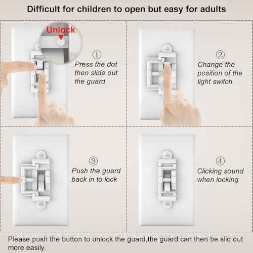 Child Proof Light Switch Cover Guard 10 Pack - Unbreakable Toggle Switch Protector for Kids Safety, Smart Home & Security, 24/7 Protection,White