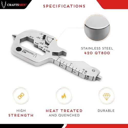 CRAFTSMEN Multi-Tool Key 20-in-1 Stainless Steel 420 QT 800 Heavy Duty, High Strength, EDC Keychain Gadget Bottle Opener Screwdriver Wrench Pry Bar Compact Blade-Free Travel-Friendly Gift Men Women