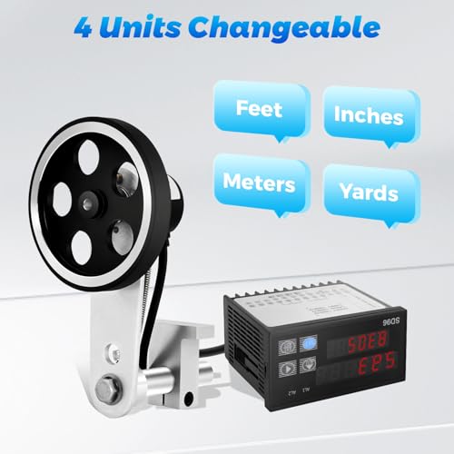 Digital Length Meter Counter 0-999999m/3280837ft with 3 Modes, Dual Relay Alarm