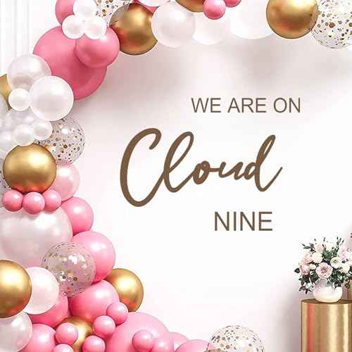 We are On Cloud Nine Decal, We are On Cloud Welcome to Baby Shower Sign, Baby Shower Decor,Gender Reveal Party Stickers, Engagement Photo Booth Backdrop.