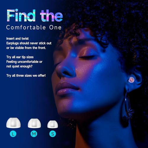 Ear Plugs for Concerts, 2 Pack High Fidelity Ear Plugs with 3 Patterned Reflective Plates, Reusable Silicone Earplugs for Concerts, Stadium, Work, 4 Pair S/M/L Ear Tips, 25 dB Noise Reduction, Blue