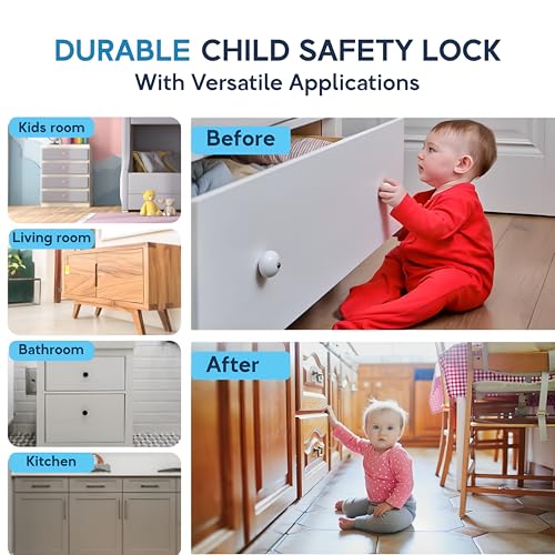 Baby Proof Me Magnetic Child Safety Cabinet Locks 36-Pack with 9 Keys