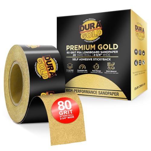 Dura-Gold 80-Grit PSA Longboard Sandpaper Roll 20 Yards for Auto Body & Woodworking