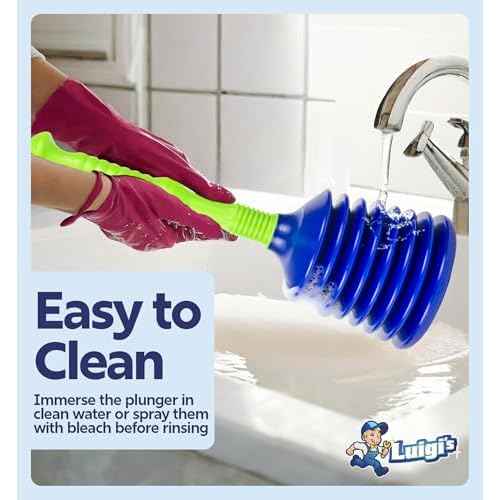 Luigi's Sink Plunger Kitchen - Sink Plunger Bathroom - Drain Bathtub or Shower - Small and Powerful Clog Remover - Commercial Style "Plumbers Plungers" with Large Bellows