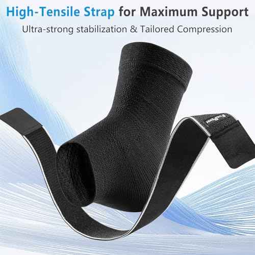 Copper Ankle Brace for Women Men-Ankle Compression Sleeve Support for Sprained Ankle, Plantar Fasciitis Relief & Achilles Tendonitis Brace, Sports, Running, Black, M
