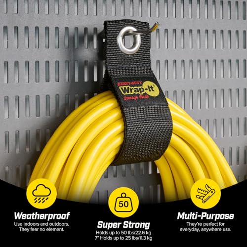 Black Heavy-Duty Wrap-It Storage Straps 6-Pack for Cables & Tools