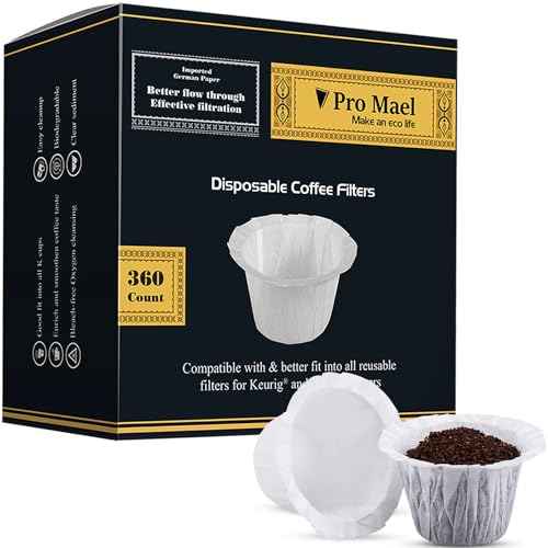 Pro Mael 360 Count Disposable K Cup Filters, Coffee Filter Paper for Keurig Brewers Single Serve 1.0 and 2.0, Use with Reusable K Cup Pods (White)