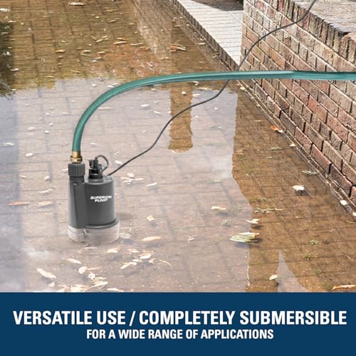Superior Pump 91250 1800GPH Submersible Utility Pump 1/4 HP with 10-Foot Cord