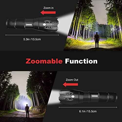 COSOOS LED Flashlight with Holster, Bright Tactical Flashlight High Lumen, Zoomable 5-Mode Portable Waterproof Flash Light for Emergency, Hiking, Outdoor Camping Gear Accessories, No Battery